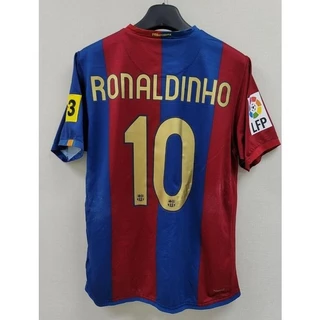 Camisa Retro 2006-2007 Camisa Curta Jersey 19#MESSI 10 Ronal Dinio Camiseta de Futebol Jersey Nome e Número Personalizados