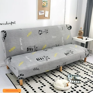 Sem Apoio De Braço Capa Do Sofá Impressão Respirabilidade Com Saia Cama Integrada Dobrável Spandex Móveis Protetores De