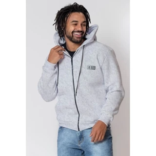 Blusa Masculina Moletom Capuz Polo Wear Mescla Claro