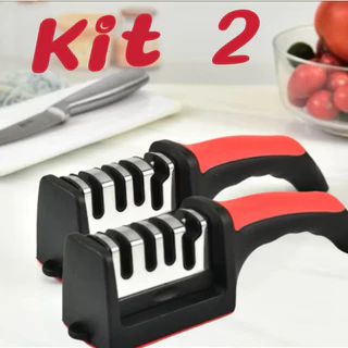 Kit 2 Afiador de facas profissional de aço inoxidável nível 3 Afiador de facas de cozinha