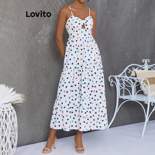 Lovito Vestido elegante com corte em formato de coração para mulheres LBL16660