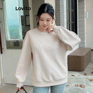 Lovito Moletom geométrico simples casual para mulheres L99ED098