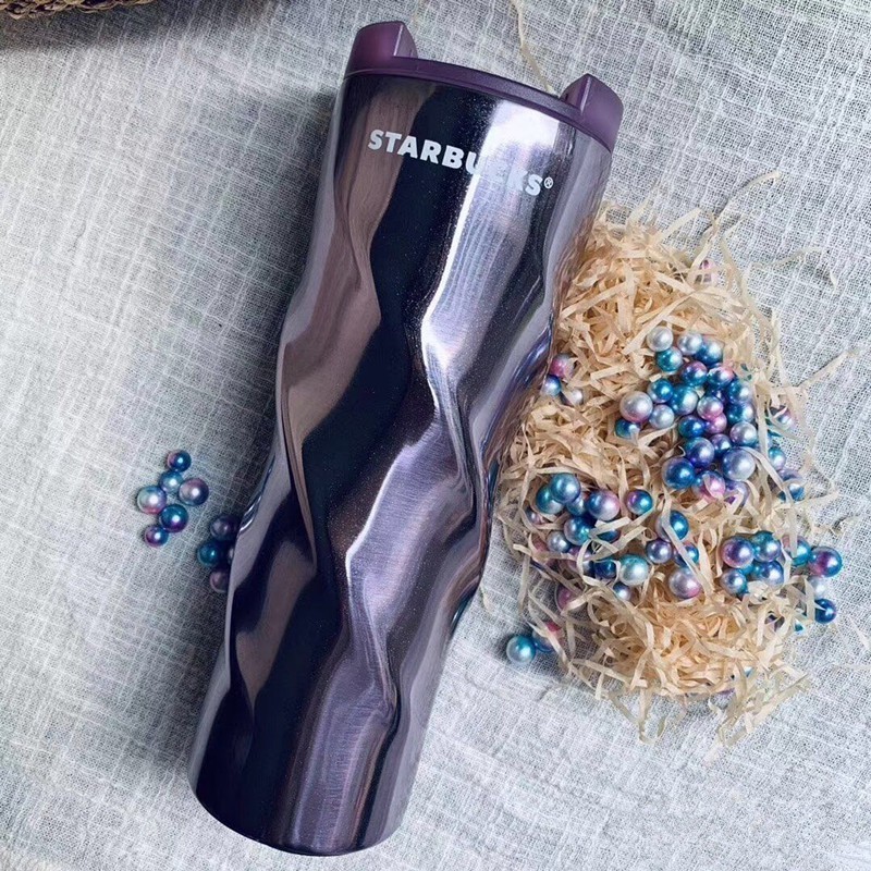 Coreia Coreia STARBUCKS Copo térmico Copo espiral STARBUCKS Gradiente Pequeno Copo de água doce Copo térmico giratório em formato especial Xícara de café 304 Vácuo de aço inoxidável Camada dupla