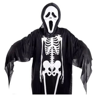 Fantasia Esqueleto Adulto Infantil + Mascara Morte Halloween