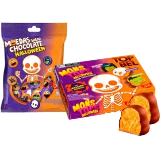 Chocolates Halloween Marshmallow Mons Tops 12 unid e Moedas Halloween
