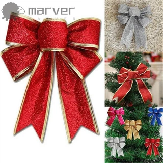 Laços De Fita MARVER , Grandes Árvore De Natal Dourados , Lindos Enfeites De 25 Cm , Arcos Vermelhos , Decoração