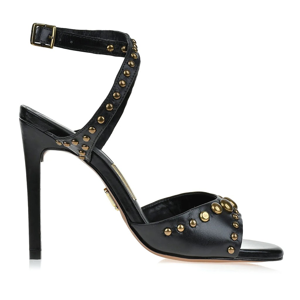 SANDALIA FEMININA UZA SALTO ALTO NEW COURO PRETO EXCLUSIVA