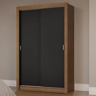 Guarda-Roupa Solteiro 2 Portas de Correr Rustic/Preto Milano Madesa em Oferta na Shopee