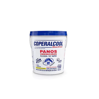 Lenço Umedecido Álcool 70° Balde com 150 lenços Coperalcool em Oferta na Shopee