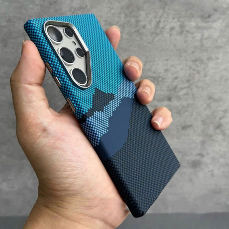 Capa De Plástico Texturizada De Fibra De Carbono De Luxo Para Magnética De Samsung S25 S24 S23 Ultra Plus Protetor De Le