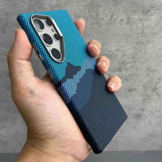 Capa De Plástico Texturizada De Fibra De Carbono De Luxo Para Magnética De Samsung S25 S24 S23 Ultra Plus Protetor De Le
