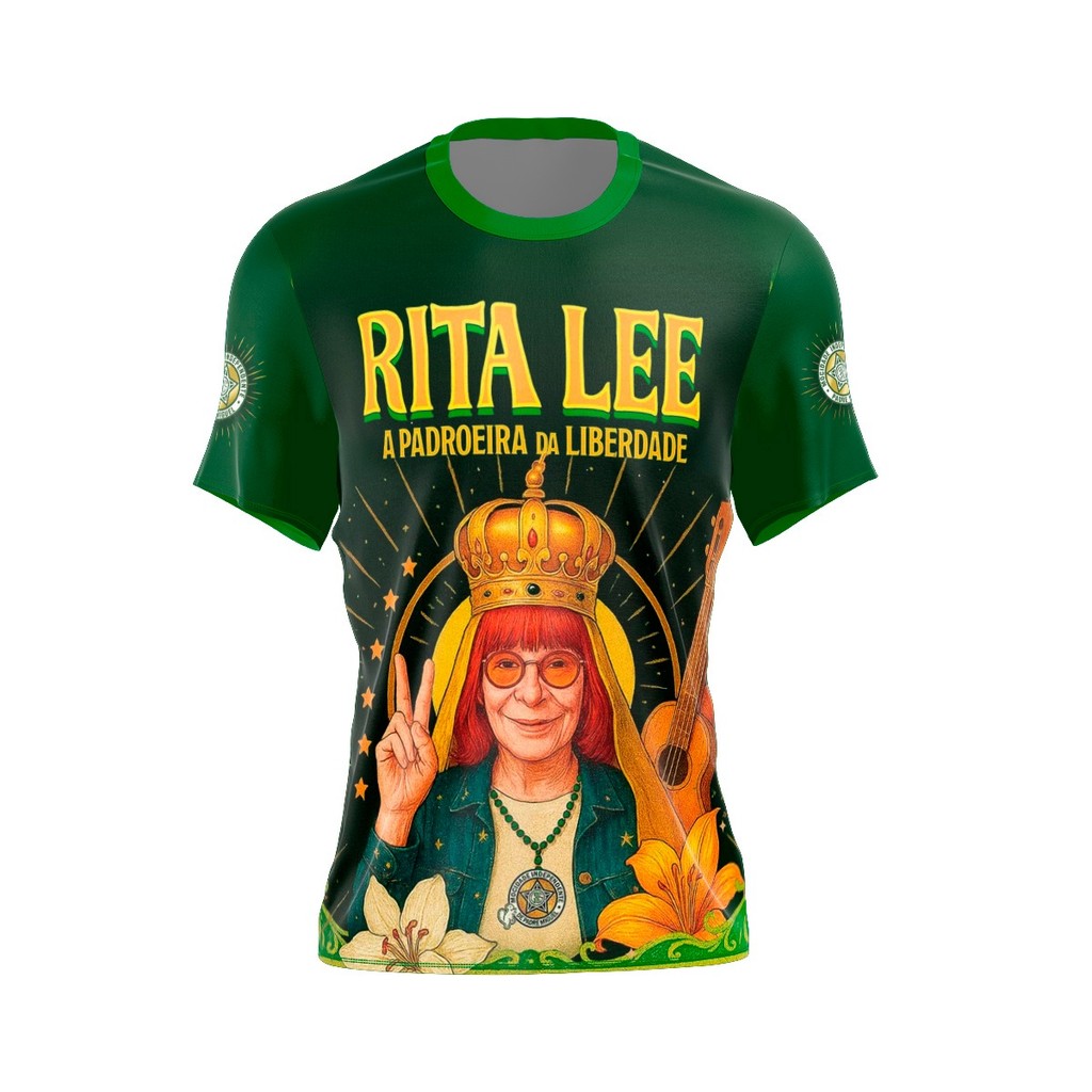 Camisa Camiseta Mocidade 2026 Rita Lee Padroeira da Liberdade Estampa Full HD Tecido Premium