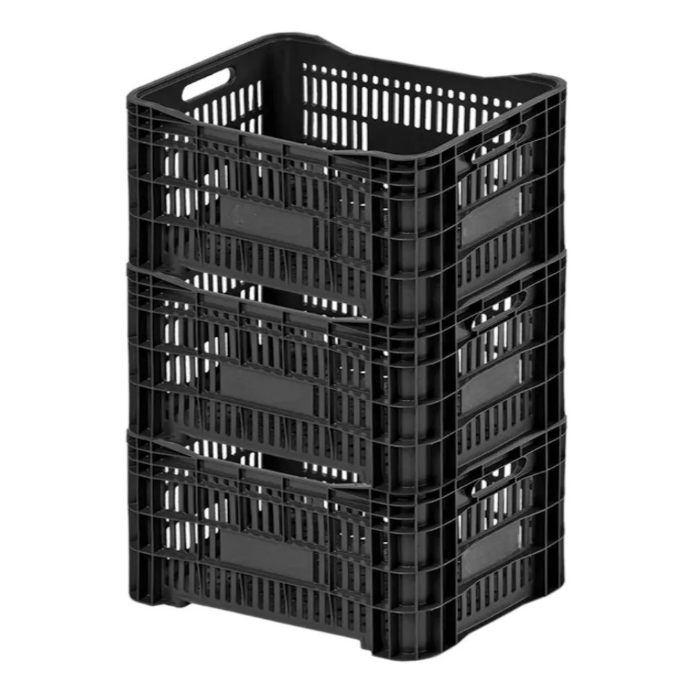 Kit Caixas Plásticas Empilháveis Vazadas Branca Ideal para Hortifruti e ...