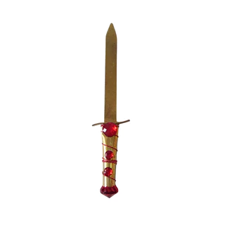 PUNHAL DOURADO 25CM COM PEDRA VERMELHA EXU E POMBA GIRA CIGANO/A UNIDADE