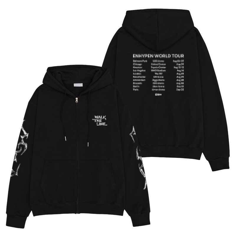 2025 KPOP ENHYPEN WALK THE LINE TOUR Merch Algodão Zip-up Moletom