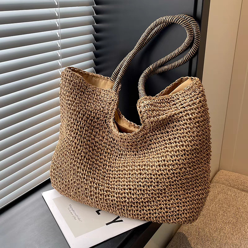 Bolsa Feminina de Palha Grande Bolsa de Praia com Alça Transversal Tote SZJ-68015
