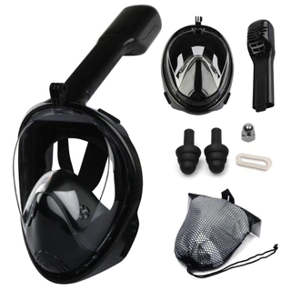 Máscara De Mergulho Snorkel Full Face Suporte Gopro Câmera Preto，Máscara respiratória de natação