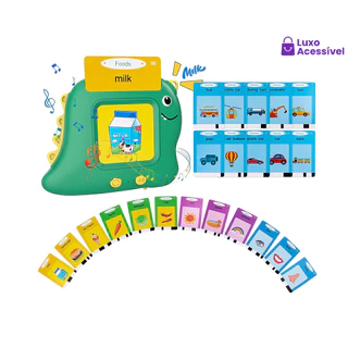 Brinquedo Card Infantil Dino Apraxia Autismo Alfabetização Cartão Fala Inglês Português