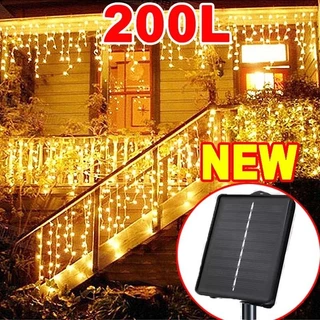 Luzes De Cortina De Natal Ligyetor Solar Icicle 96/200 Led Ao Ar Livre À Prova D'água