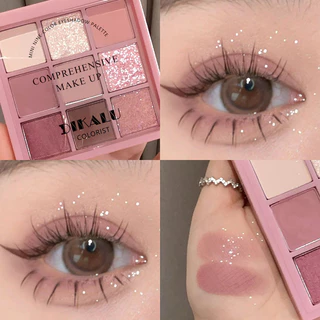 9 Paleta de Sombra Colorida Sombra Cor-de-Rosa Mate Perolada Rosa Fumaça Rosa Maquiagem de Longa Duração à prova d