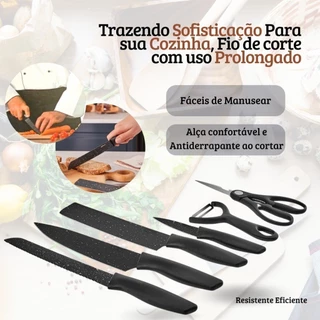 Facas Para Churrasco Kit 6 Peças Conjunto Inox Gourmet Antiaderente Churrasco Cozinha The new listing