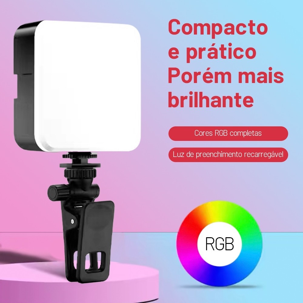 LED RGB luz preenchimento para fotografia, câmera celular, fotografia ao ar livre, mini luz bolso portátil