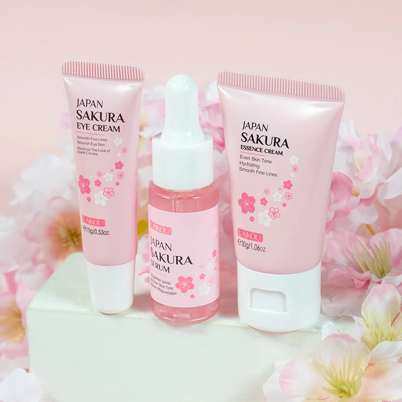 LAIKOU Sakura Cuidados Com A Pele Soro Facial Clareia Os Poros Creme Clareador Dos Hidratante 3pcs