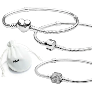 Berloque Pulseira Prata 925 Jóias Fecho Coração e Fecho Quadrado Pulseiras Feminina