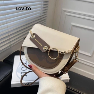 Lovito Bolsa de ombro pequena casual com corrente lisa para mulheres LFA43022