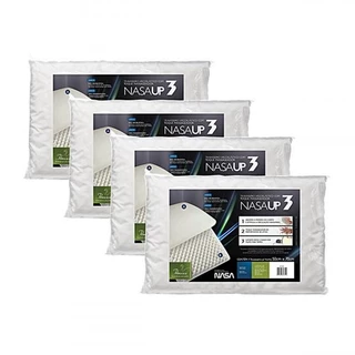 Kit 4 peças: Travesseiro Nasa Up3 Viscoelástico 50X70cm - Fibrasca