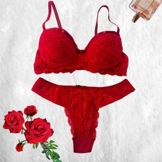 Conjunto de Lingerie Calcinha + Sutiã de Renda Sensual Tanga Fio Duplo 103