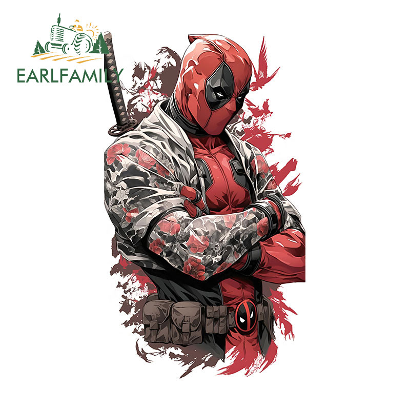 EARLFAMILY Autocolante De 13cm Deadpool Anime Half Body Carroceria De Motocicleta Janelas De Vinil À Prova D'água Decalques D'água Estilo De Carro De