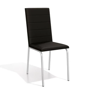 Cadeira Amsterdã Kappesberg Sala de Jantar Cozinha Escritório Metal Cromado Forro Preto 2 Un