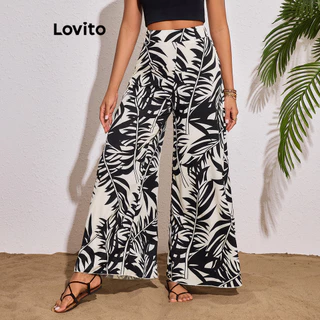 Lovito Calça Boho Tropical Pattern para Mulheres LBL16777