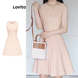 Lovito Vestido básico casual simples para mulheres L99ED429