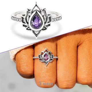 Yisam Requintado Vintage Lótus Boho Cristal Gota De Água Flor Anel Para Mulheres De Noivado De Casamento Presente Do Dia Dos Namorados Jóias