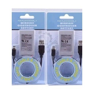 Kit 2 Bateria Controle Ps3 Playstation 1800mah + Cabo Usb