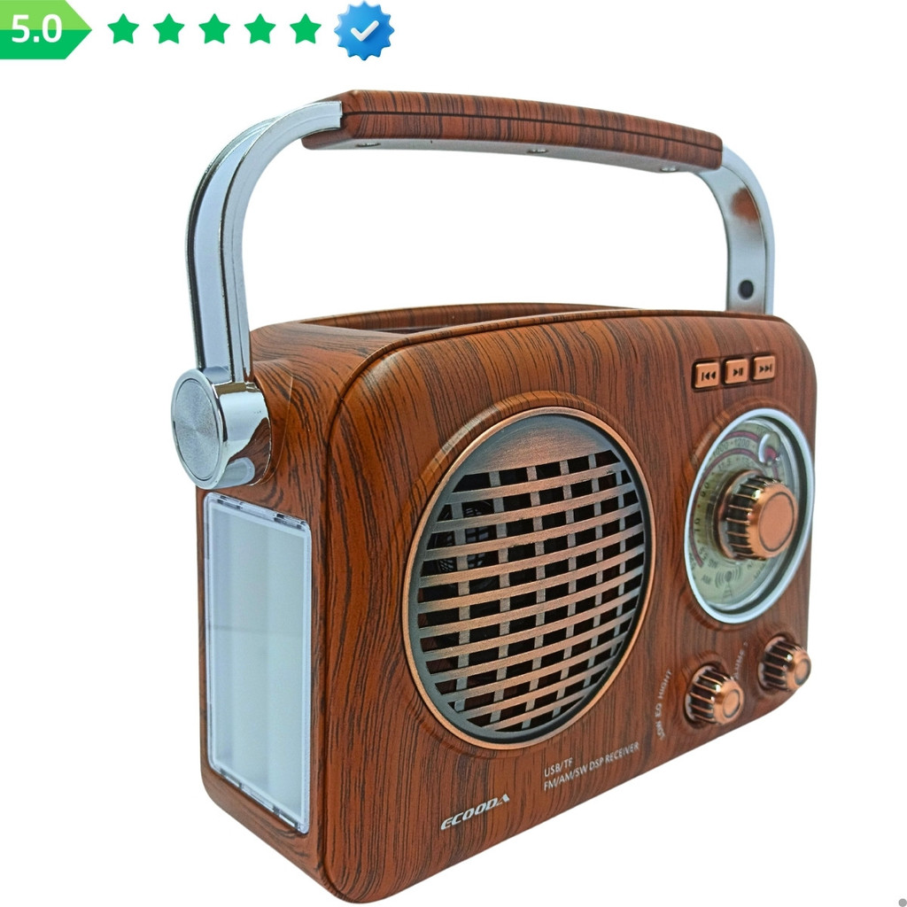 Rádio Antigo Vintage Bluetooth Am Fm Placa Solar Bateria Mp3