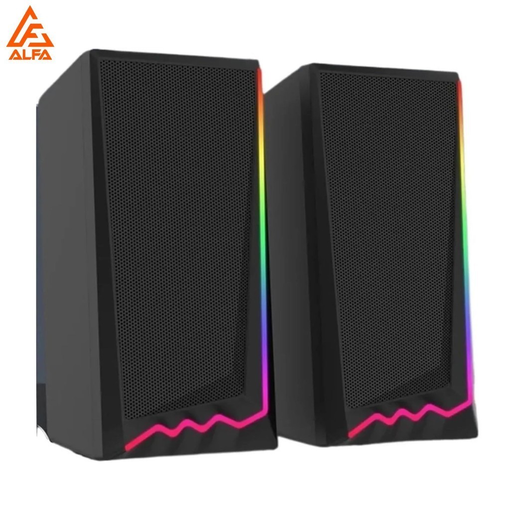 Caixa de som Pc Gamer Com Luz RGB Estéreo 2.0 Para Computador Notebook