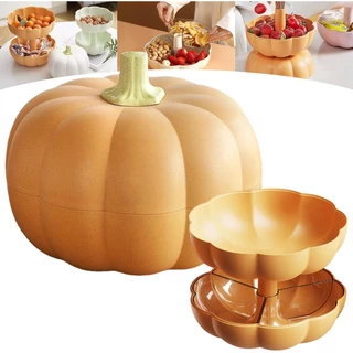 Suporte Para Lanche De Abóbora , Tigela De Pipoca Servir Com Tampa Doces Halloween , Recipiente De