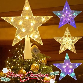Produtos De Decoração De Natal-Luzes De Topo De Árvore De Estrela Colorida De Cinco Pontas-Lâmpada LED Brilhante-Enfeite