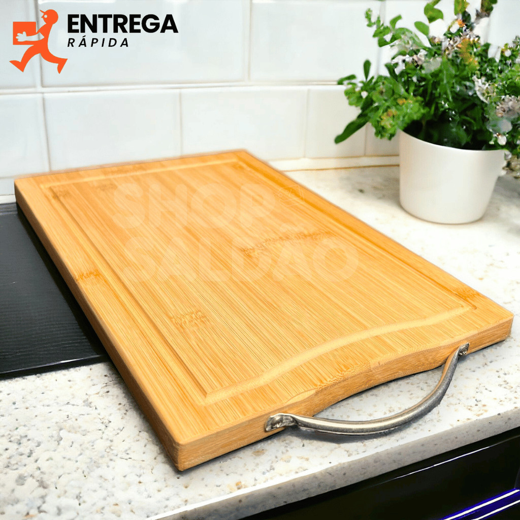 Tabua de Carne de Bambu Multiuso 32x22cm Tábua de Corte para Churrasco ...
