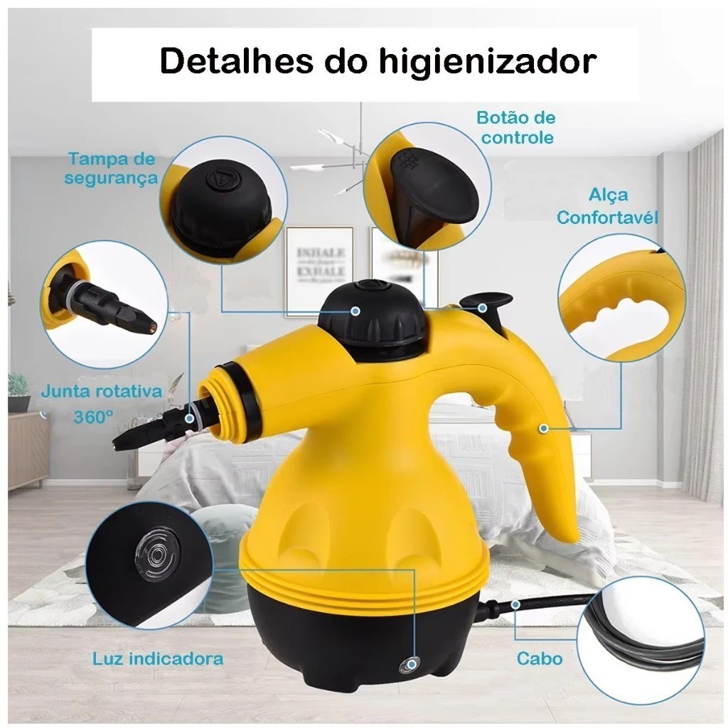 Vaporizador e Higienizador Portátil Para Limpeza Multiuso Elétrico ...