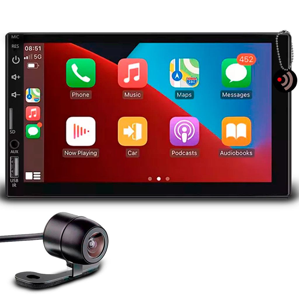 Kit MP5 7” E-Tech Light Touch com CarPlay Android Auto Bluetooth ...