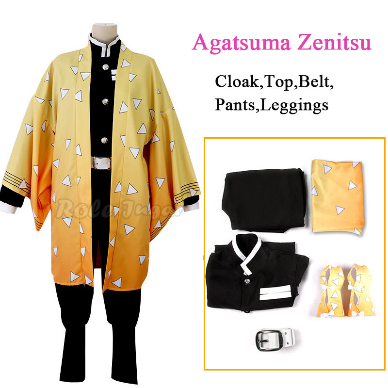 Anime demon slayer kimetsu Em yaiba agattsuma zenitsu cosplay Personalizado Homens Adultos Crianças Quimono Festa De hal