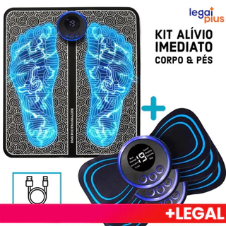Kit Mini Massageador E Tapete Elétrico Dor Pés E Musculares Tapete Massageador de Pés Elétrico Portátil Recarregável EMS em Oferta na Shopee