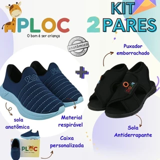 Kit 2 Pares: Calce Fácil Colors Azul Sola Azul  + Papete Menino Ploc Pap03 em Oferta na Shopee