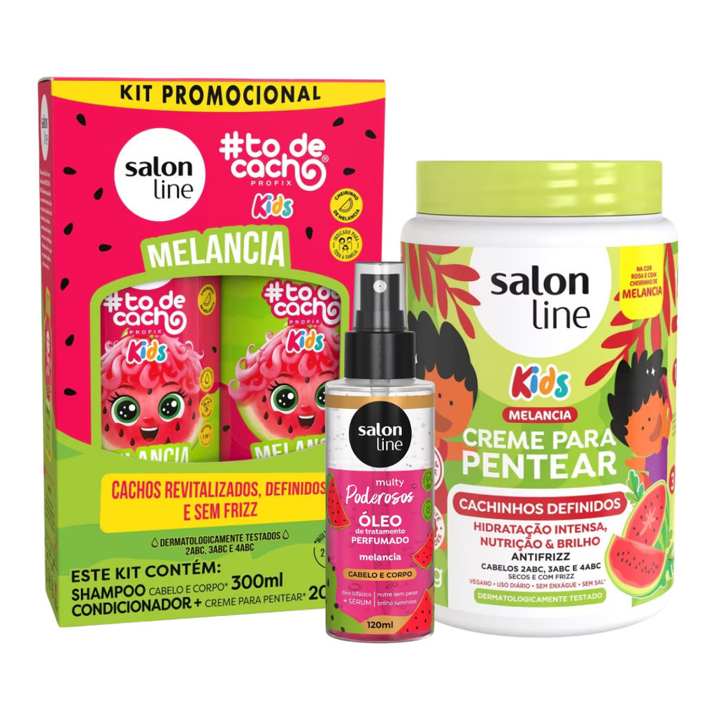 Melancia Salon Line Kit com Shampoo, Condicionador, Creme de Pentear ...