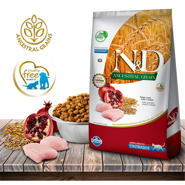 Ração Seca ND Ancestral Feline FrangoRomã para Gatos Adultos Castrados - 7,5Kg