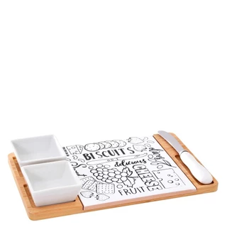 Tábua para Queijos com Molheira e Espátula 25X15CM 3 Peças em Oferta na Shopee